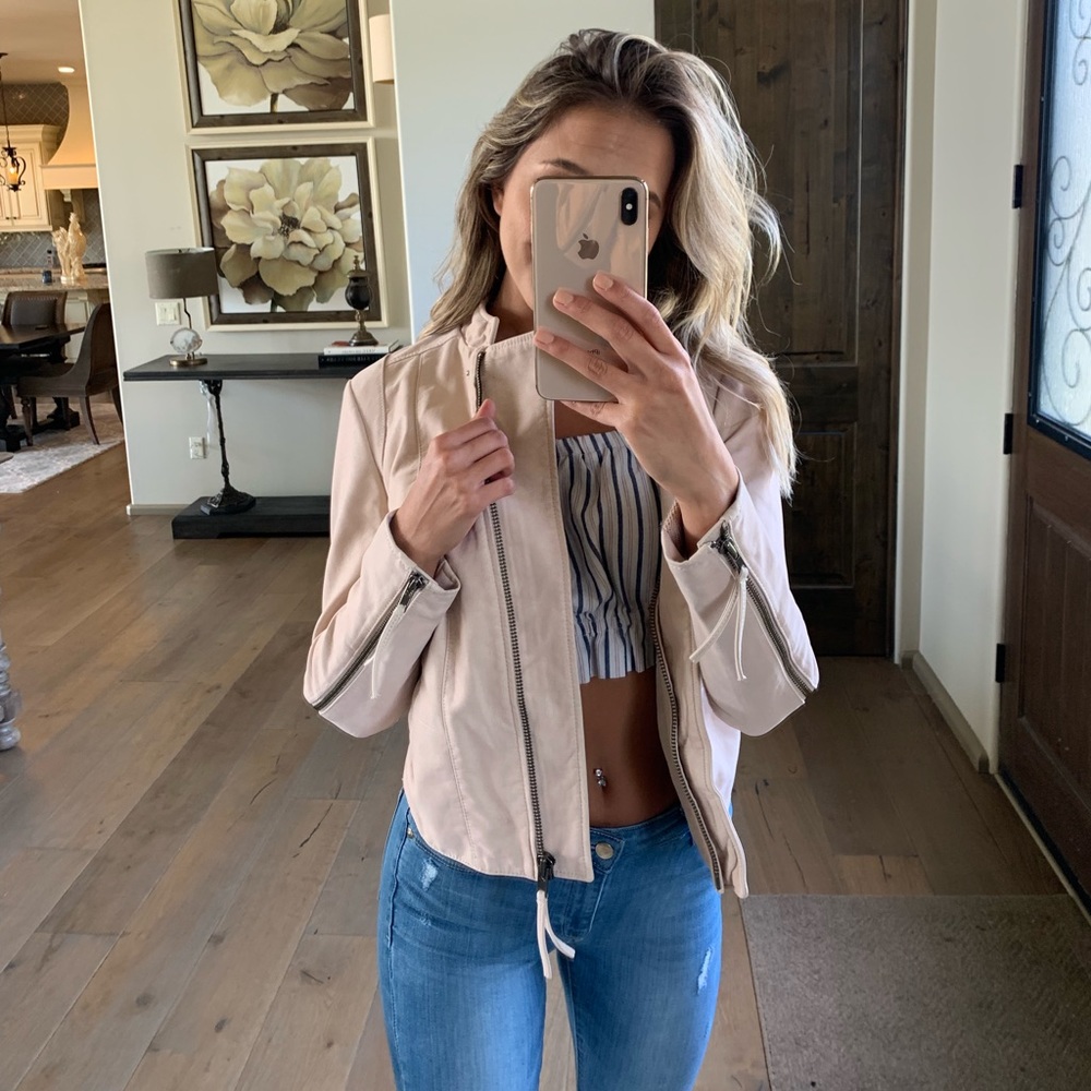 Free People Pink (leather styled) Jacket